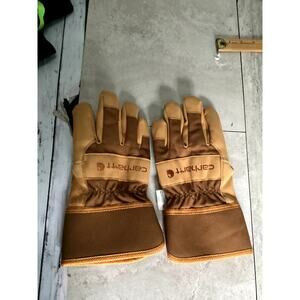 Carhartt Men's Insulated Grain Leather Safety Cuff Work Brown Gloves Size Large